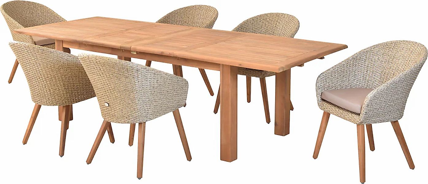 MERXX Garten-Essgruppe ""Arrone"", (Set, 7 tlg., Tisch doppelt ausziehbar: günstig online kaufen