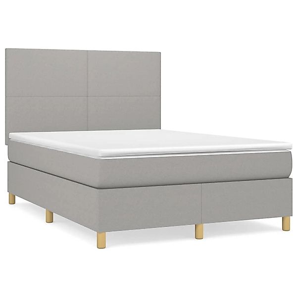 vidaXL Boxspringbett Boxspringbett mit Matratze Hellgrau 140x190 cm Stoff B günstig online kaufen