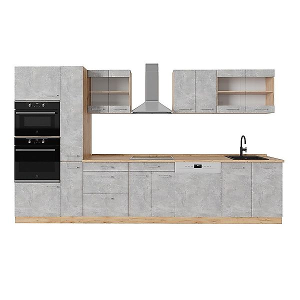 Vicco Küchenzeile R-Line, Beton/Goldkraft Eiche, 350 günstig online kaufen