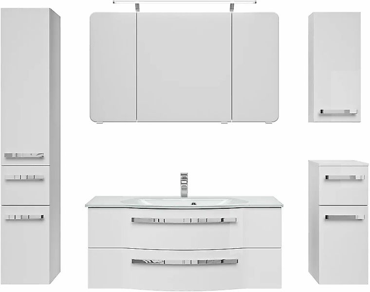 Saphir Badmöbel-Set "Serie 4005, vormontiert, Glaswaschbecken, Spiegelschra günstig online kaufen