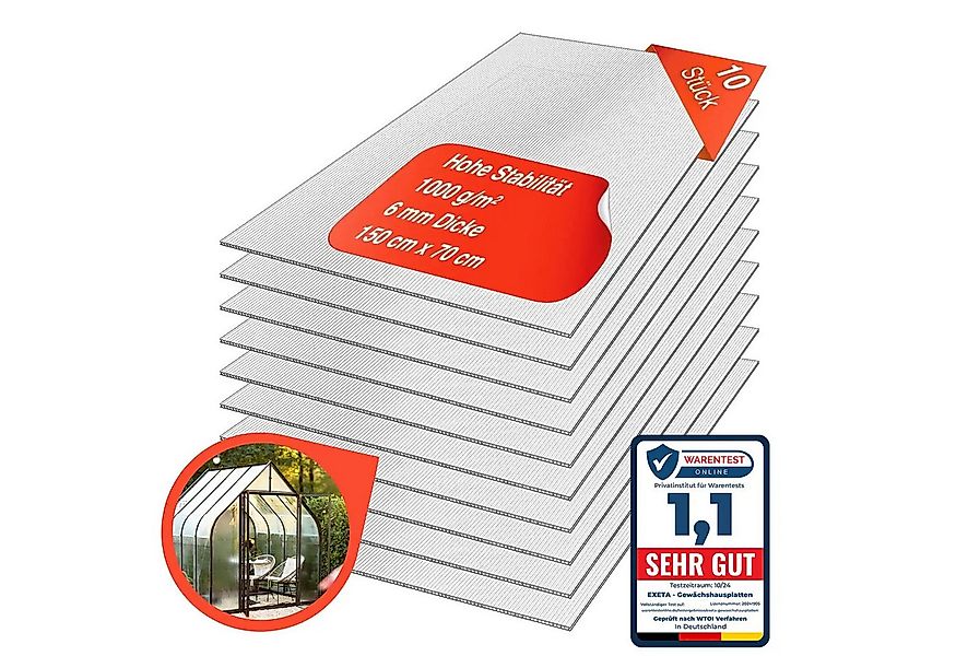exeta Hohlkammerplatte Gewächshausplatten 6mm 10 Stück I 70 x 150 cm Polyca günstig online kaufen