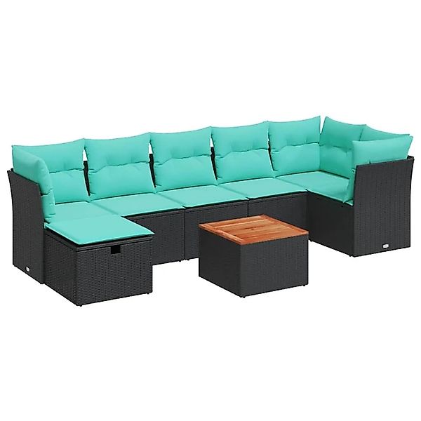 vidaXL 8-Tlg Gartensofa-Set mit Kissen Schwarz Polyrattan 3264732 günstig online kaufen
