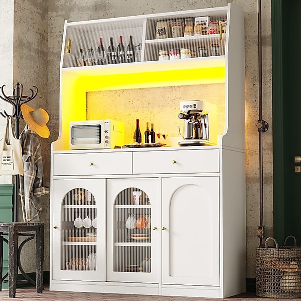 Flieks Küchenbuffet mit LED-Beleuchtung, Glas-Schiebetüren und günstig online kaufen