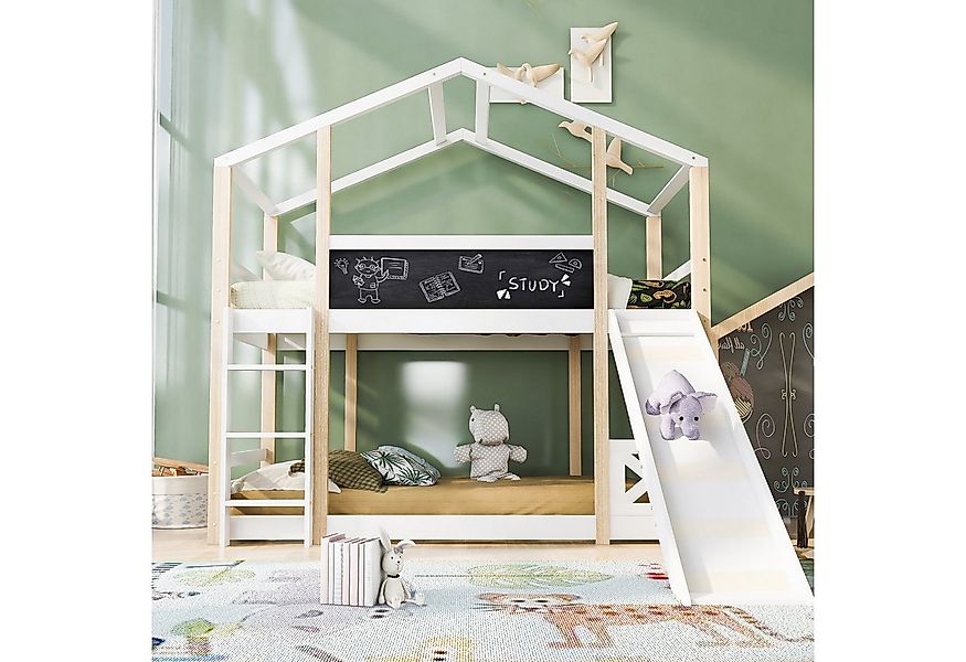 Flieks Etagenbett, Hochbett Hausbett Kinderbett Kiefernholzbett 90x200cm günstig online kaufen