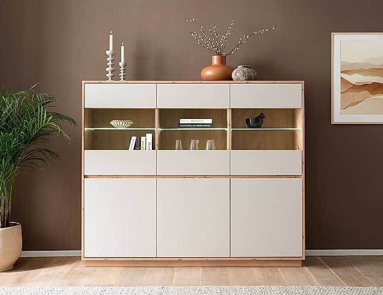 Home affaire Highboard Sonora, moderner Schrank, Stauraumelement in Eiche A günstig online kaufen