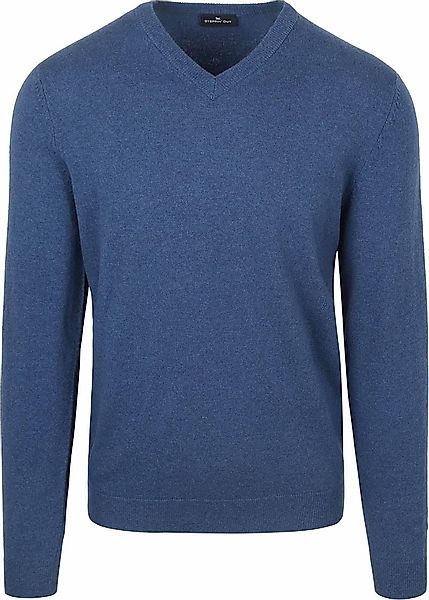 Steppin' Out Pullover V-Ausschnitt Merinowolle Mid Blau - Größe M günstig online kaufen