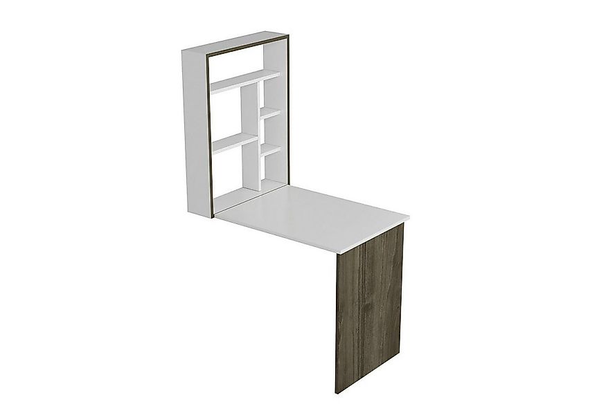 en.casa Schreibtisch, »Greve« Wandklapptisch Wandtisch Weiß Walnuss-Optik günstig online kaufen
