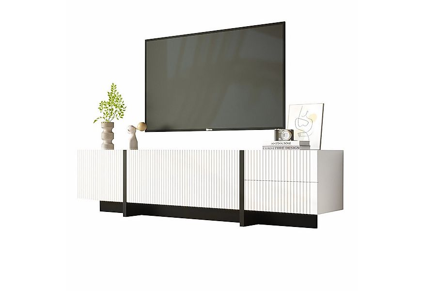 Merax TV-Schrank mit 3 Türen und 2 Schubladen Lowboard TV-Ständer Fernsehti günstig online kaufen