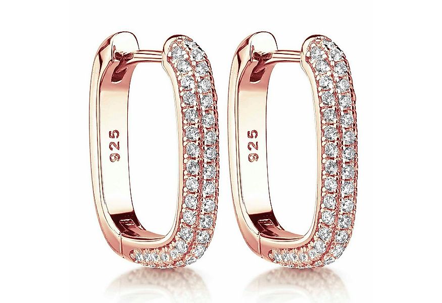 Materia Paar Creolen Klapp-Creolen Rosegold mit Zirkonia eckig SO-482, 925 günstig online kaufen