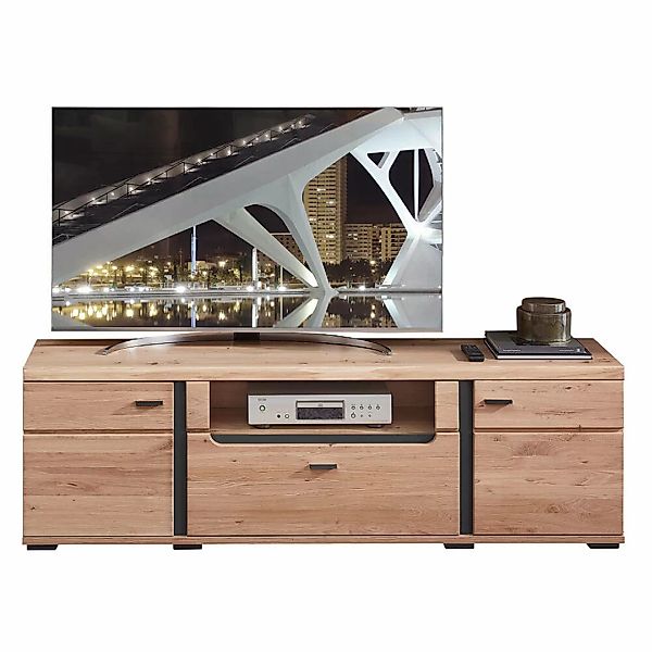 Fernsehtisch Lowboard mit Esche Massivholzfront STAVEN-36 mit Absetzungen i günstig online kaufen