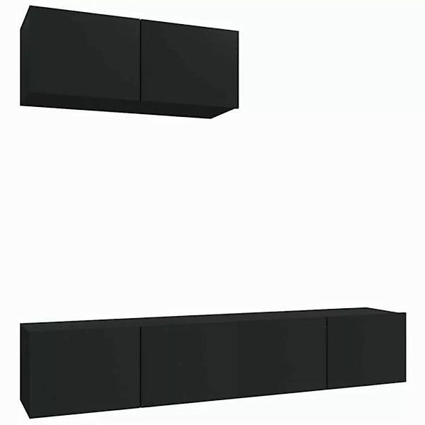 furnicato TV-Schrank 3-tlg. TV-Schrank-Set Schwarz Holzwerkstoff (1-St) günstig online kaufen