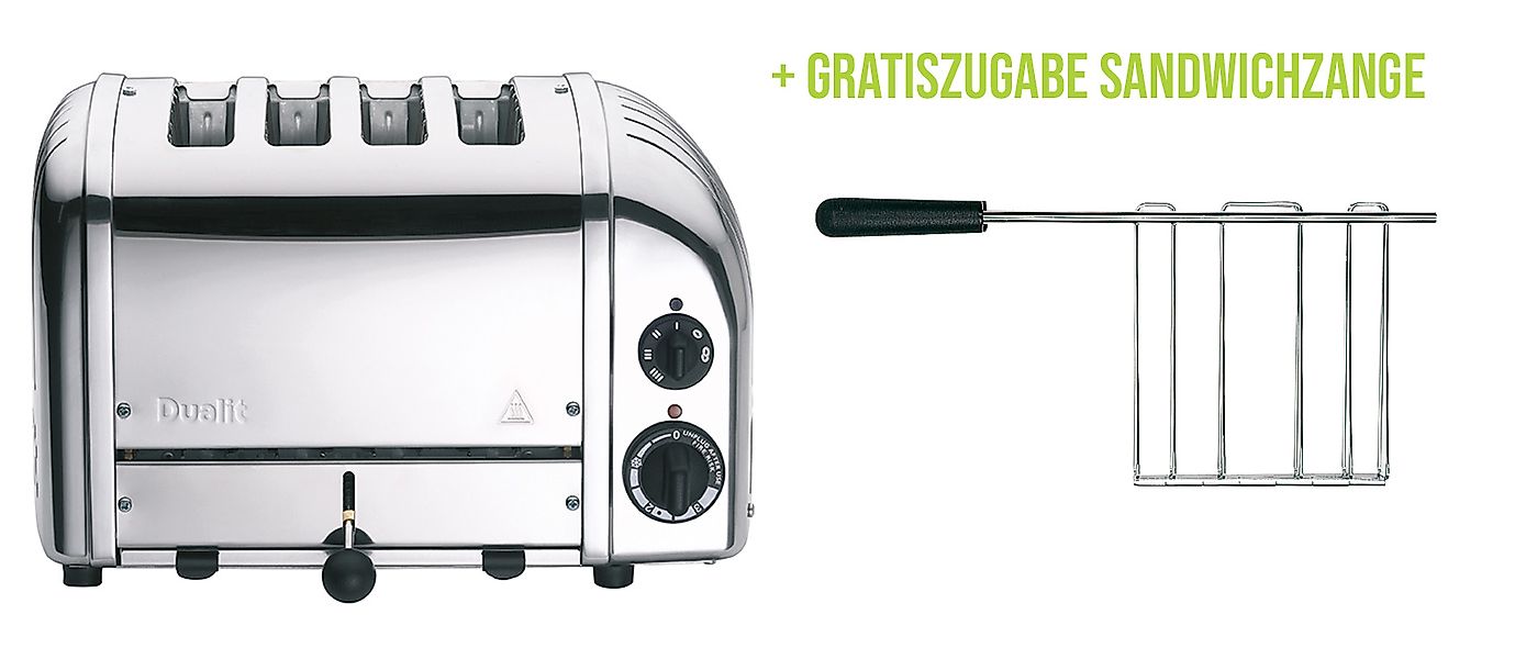 Classic Toaster Premium 4-Schlitz inkl. Gratis Sandwichzange Poliert günstig online kaufen