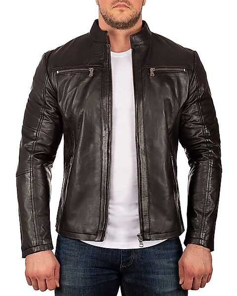Reichstadt Lederjacke Herren Slim Fit Bikerjacke Silver Zipper 20RS20LUX Bl günstig online kaufen