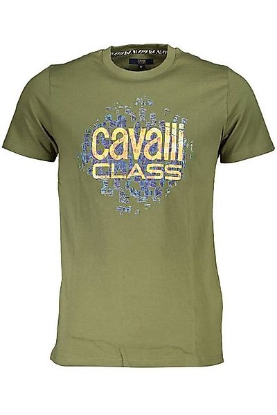 Cavalli Class T-Shirt Herren Kurzarm T-Shirt Grün mit Logo & Druck - günstig online kaufen