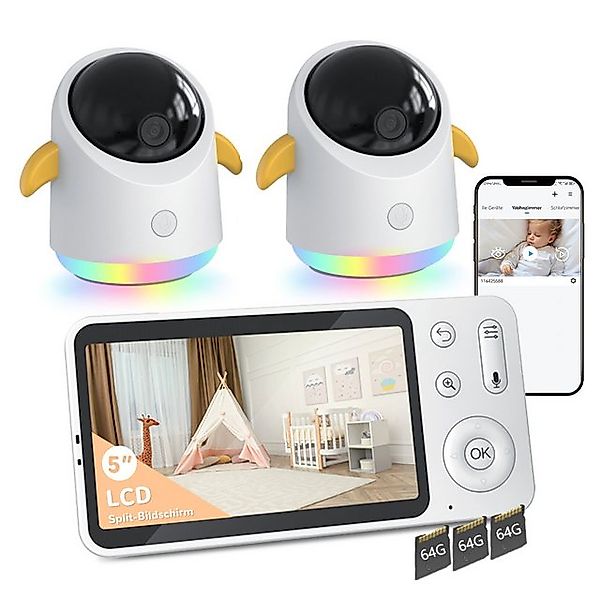 Boifun Babyphone 2K Babyphone mit 2 Kameras PTZ 360° WLAN Video Baby Monito günstig online kaufen
