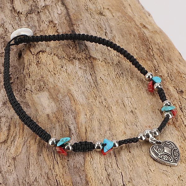 Guru-Shop Fußkette Fußkette Makramee mit Perlen günstig online kaufen