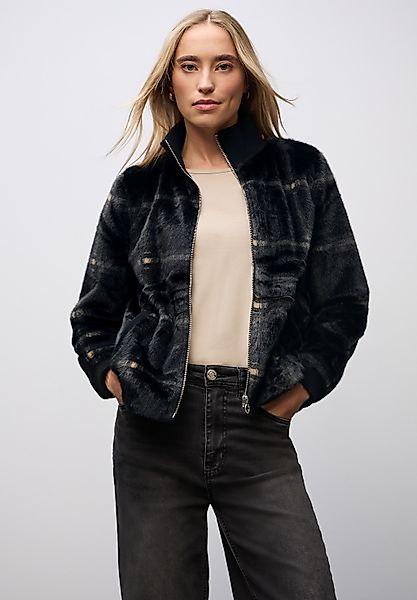 STREET ONE Fellimitatjacke ohne Kapuze Karierte Fake Fur Jacke günstig online kaufen