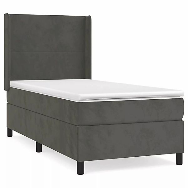 vidaXL Boxspringbett mit Matratze Dunkelgrau 90x200 cm Samt1378410 günstig online kaufen