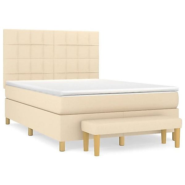 vidaXL Boxspringbett Boxspringbett mit Matratze Creme 140x200 cm Stoff Bett günstig online kaufen