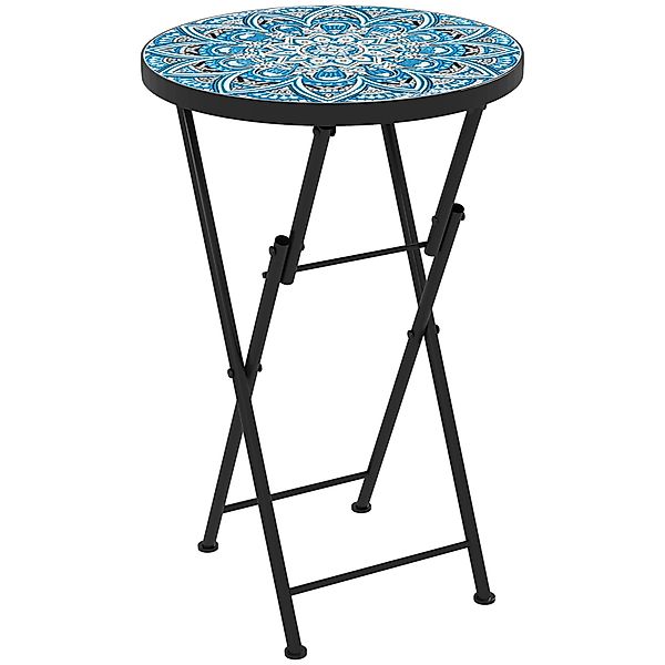 Outsunny Beistelltisch klappbar Gartentisch mit Mosaik-Design, Ø35,5 x 55 c günstig online kaufen