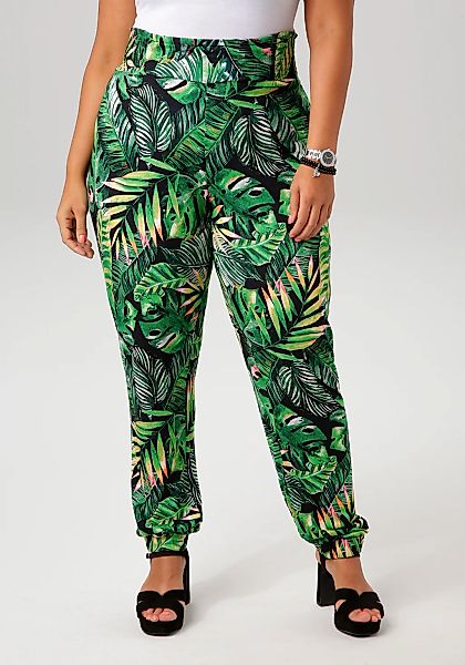Aniston PLUS Schlupfhose, mir farbenfrohen, tropischen Blättern bedruckt günstig online kaufen