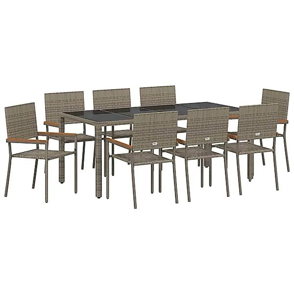 vidaXL Garten Essgruppe 9-Tlg Grau Poly-Rattan 3365400 günstig online kaufen