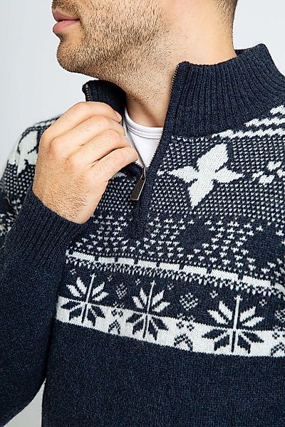 Suitable Odde Half Zip Pullover Wool Blend Navy - Größe L günstig online kaufen