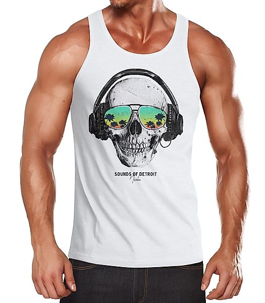 Neverless Tanktop Herren Tank-Top Totenkopf Kopfhörer günstig online kaufen
