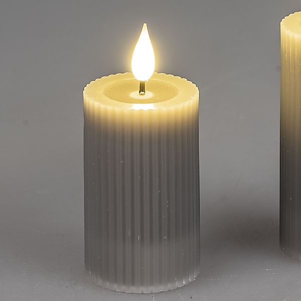 formano LED-Kerze Streifen, Mit Timerfunktion, Grau, günstig online kaufen