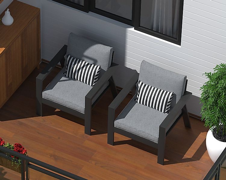 MeXo Gartensessel Gartenstühle 2er Set Aluminium günstig online kaufen