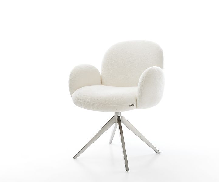 Drehstuhl Nube-Flex mit Armlehnen Bouclé Soft Beige Kreuzgestell breit Edel günstig online kaufen