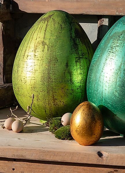 Osterei aus Glas türkis foliert – Höhe 45 cm günstig online kaufen