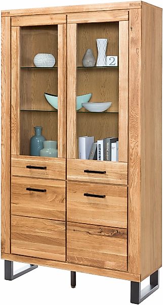 Home affaire Stauraumvitrine Metallfüße im Industrie-Design, Eiche Teilmass günstig online kaufen