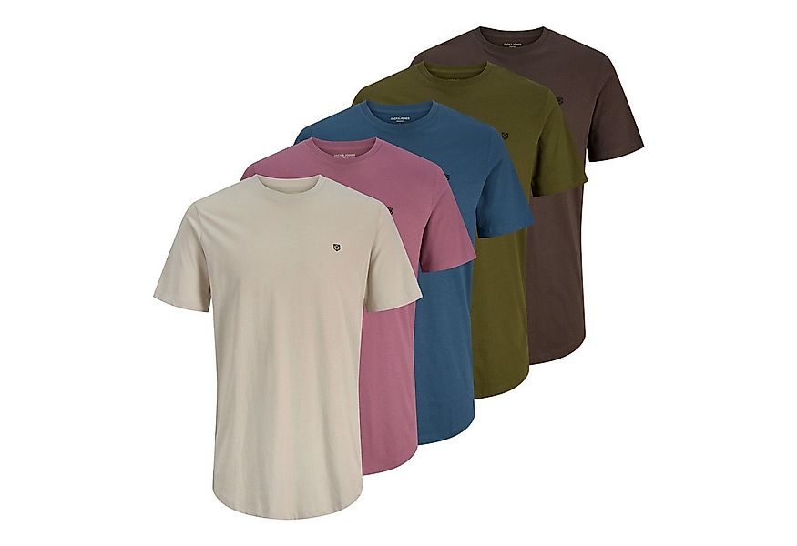 Jack & Jones T-Shirt Tee SS Crew Neck 5PK mit kleinem Logo auf der linken B günstig online kaufen