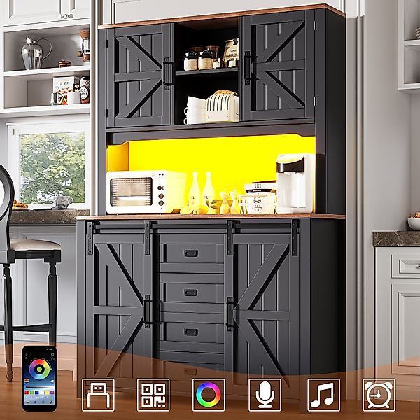 Flieks Küchenbuffet mit LED-Beleuchtung, 2 Schubladen günstig online kaufen