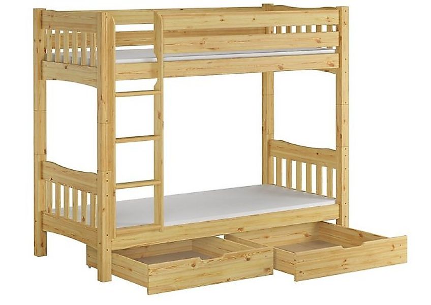 ERST-HOLZ Etagenbett Etagenbett 90 x 200 Hoch Kiefer Rollrost Matratzen Bet günstig online kaufen