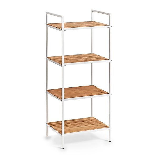 Zeller Standregal mit 4 Ablagen Bambus/Metall 95 cm x 33 cm x 39 cm Weiß günstig online kaufen
