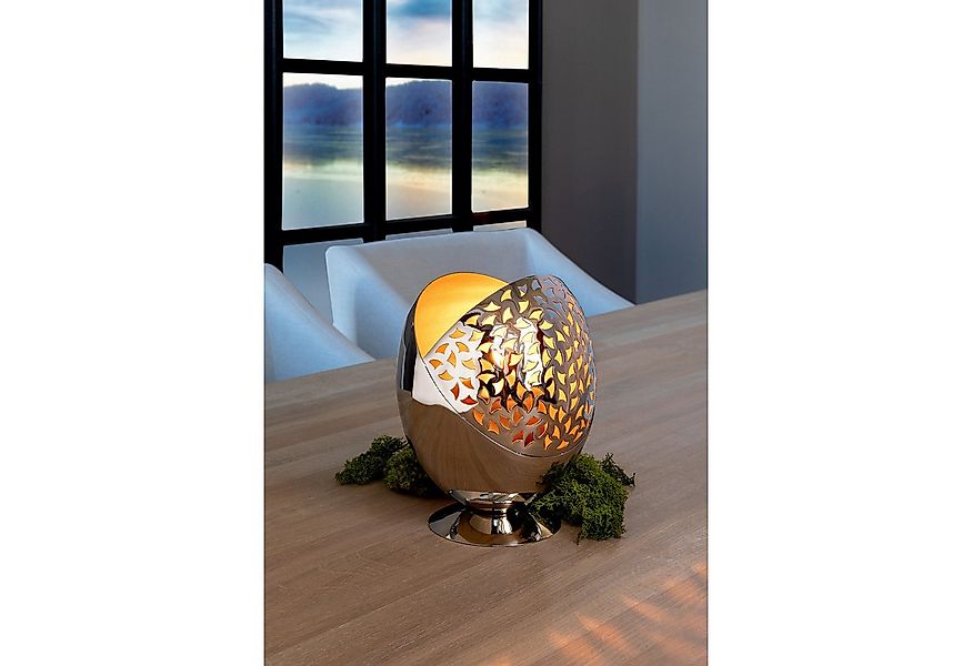 Fink Dekovase PURIA Windlicht ohne Glas - gold-silber - Eisen - H. 21cm x Ø günstig online kaufen