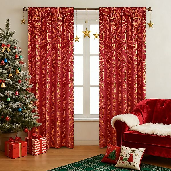 BTTO V&G Verdunkelungsvorhang 2-teiliger Samtvorhang Weihnachtsvorhang günstig online kaufen