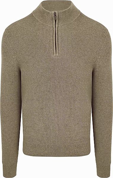 Suitable Half Zip Wool Blend Pullover Taupe - Größe L günstig online kaufen