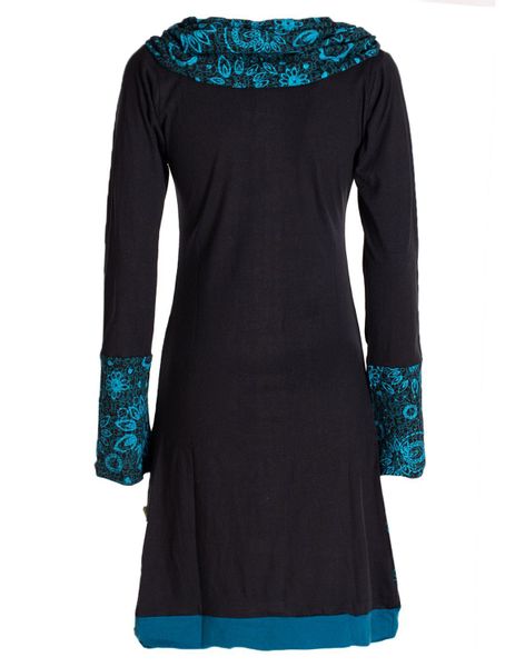 Vishes Jerseykleid Blumen-Kleid Langarm-Shirtkleid Schal-Kragen Baumwolle günstig online kaufen