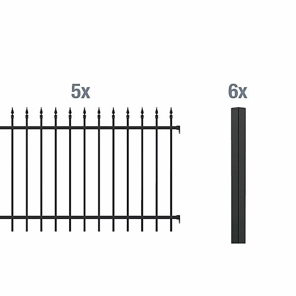 Metallzaun Grund-Set Chaussee Schwarz z. Einbetonieren 100 cm x 1000 cm günstig online kaufen