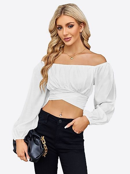 Imily Bela Blusentop Damen Hemd mit offenen Schultern und Laternenärmeln (P günstig online kaufen