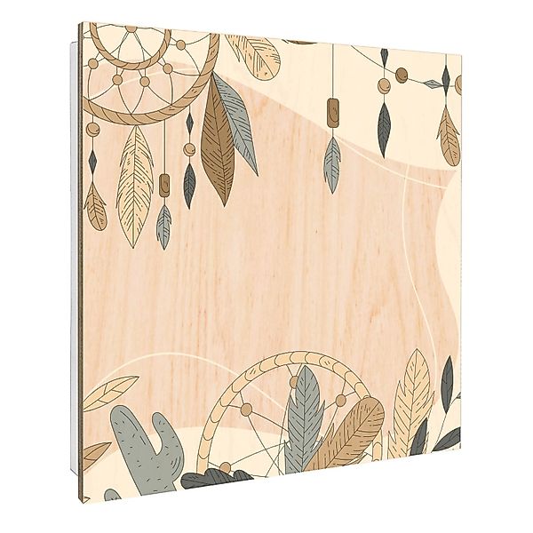 Banjado Großer Schlüsselbox Holz 30x30cm Weiß Scharnier Rechts 50 Haken Sch günstig online kaufen