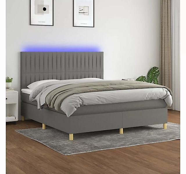 vidaXL Boxspringbett Boxspringbett mit Matratze LED Dunkelgrau 180x200 cm S günstig online kaufen