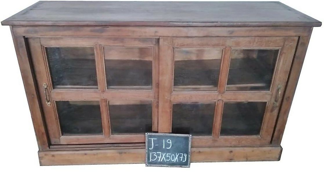 Vitrinenschrank Sideboard Glas Holz Massiv Antik Look Vintage günstig online kaufen