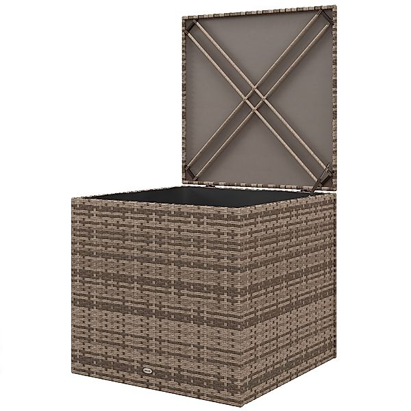 Outsunny Polyrattan Auflagenbox, Kissenbox mit Deckel, Hubautomatik, Wetter günstig online kaufen