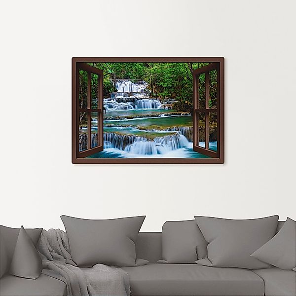 Artland Wandbild "Fensterblick Wasserfall in Kanchanaburi", Fensterblick, ( günstig online kaufen