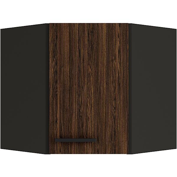 OPTIFIT Rimini409 Küchen-Eckoberschrank 60 x 60 cm Rillendekor Nussbaum günstig online kaufen