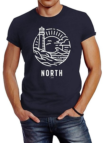 Neverless Print-Shirt Herren T-Shirt Logo Outline Art maritim Leuchtturm We günstig online kaufen